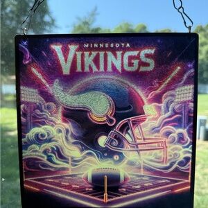 Minnesota Vikings Sublimated Glass Sun Catcher with Purple and Gold Accents